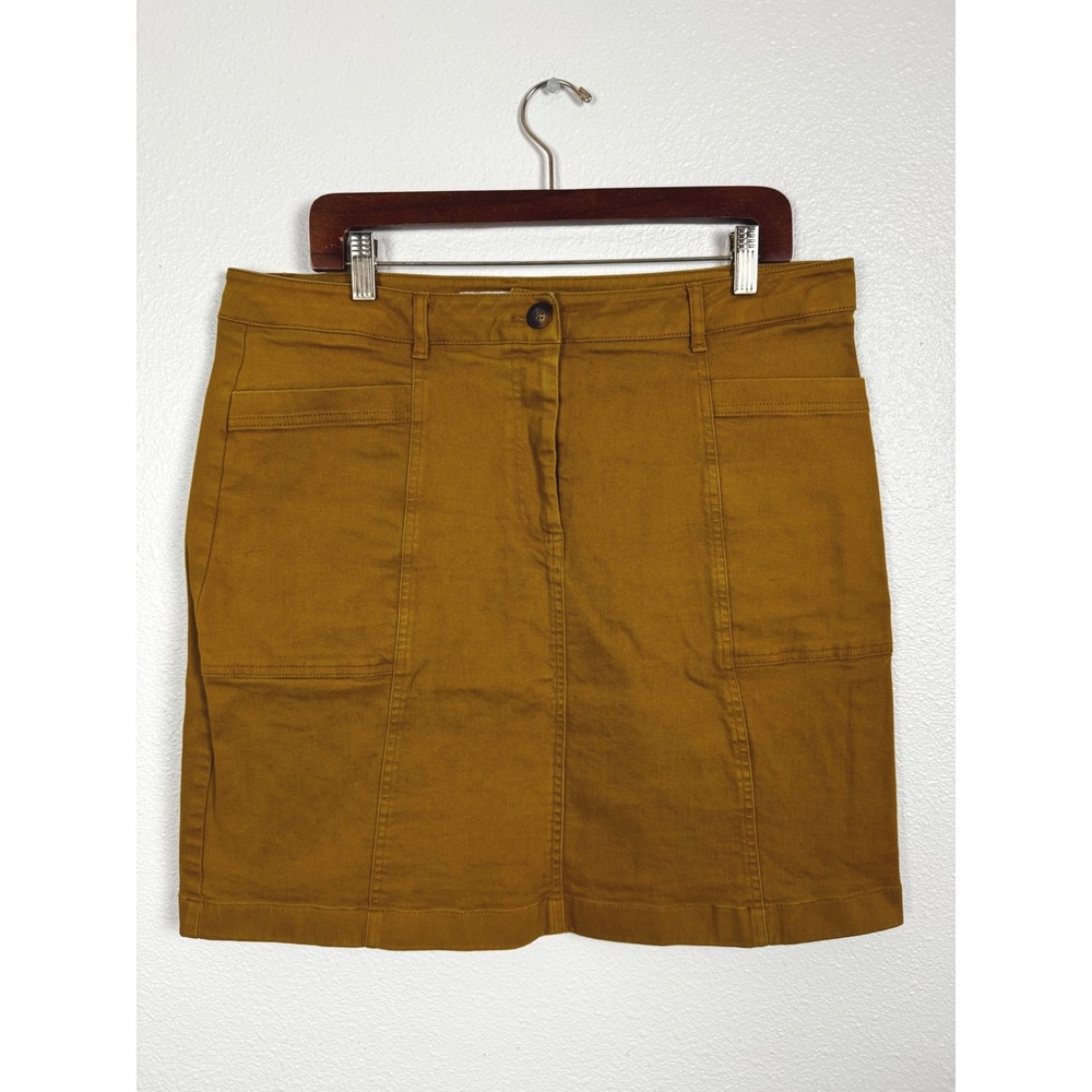 Boden Skirt Womens 14L Mustard Yellow Utility Mini Cotton Blend Twill Pockets